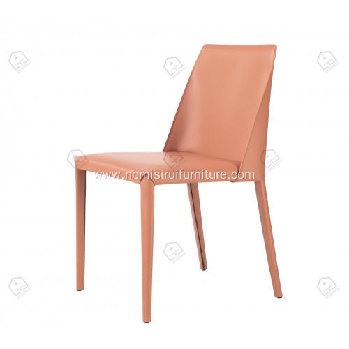 Orange saddle leather high density foam dining chairs